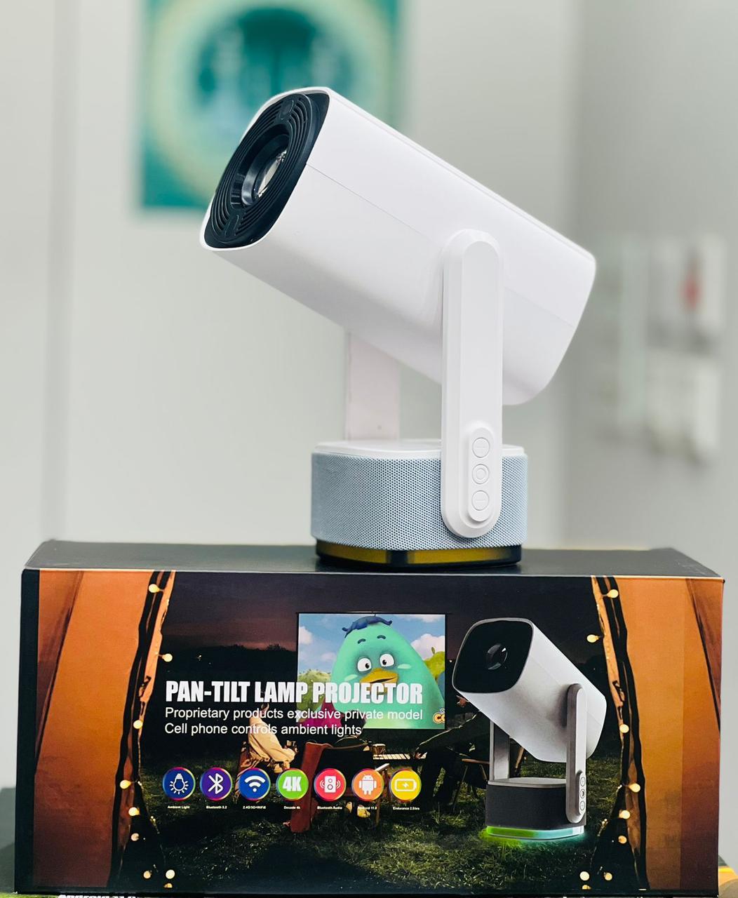 PEETTA Portable Mini Cinema Rechargeable Projector 5000 Lumens HD Smart Projector With 150 Inches Screen Display Lamp 4K Cinema Projector 230 Degree Rotating Screen Mobile Phone Projection (HY400)