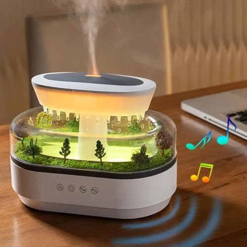 PEETTA Raindrop Aroma Diffuser 250ml Capacity Rain Cloud Humidifier Romantic Changeable Warm decor Night Light Rain Aromatherapy Air Freshner Diffusers for Home, Office, Bedroom (White)
