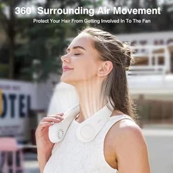 PEETTA Portable Neck Fan, 360° Cooling Personal Fan,Wearable Quiet Fan for Outdoor Indoor, father's Gifts for Mom Dad, Free Adjustment Personal Wearable Neck Fan Suitable for Traveling and Office