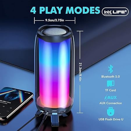 PEETTA LIVE D31 Sound Pulse Colorful Wireless Bluetooth Speaker with 11 Light Effect Modes (Black)