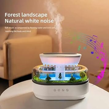 PEETTA Raindrop Aroma Diffuser 250ml Capacity Rain Cloud Humidifier Romantic Changeable Warm decor Night Light Rain Aromatherapy Air Freshner Diffusers for Home, Office, Bedroom (White)