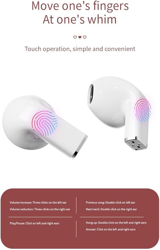 Pink Heart Wireless Earbuds for Girls Kids, Cute Mini Tiny Small Invisible Earbuds Wireless Bluetooth for Small Ears Canals Women Rose Gold Kawai Blue Tooth Ear Buds for iPhone Android