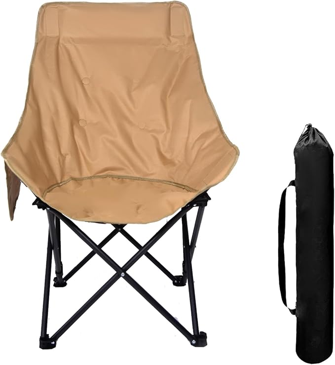 Toborher High Back Folding Camping Chair, Upgraded Thickened Steel Pipe, Padded with Cotton, Side Pocket & Carry Bag