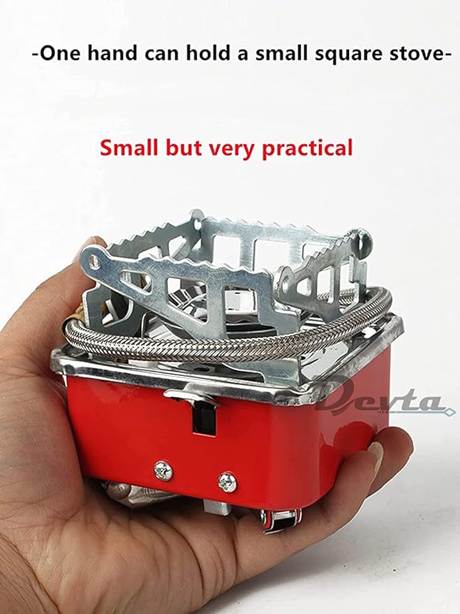PEETTA Gas Burner for Outdoor Camping, Hiking, Travelling | Stainless Steel Cylinder, Folding Furnace, Camping Equipment, Gas Stove with Pouch