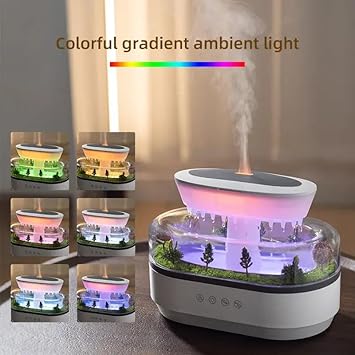 PEETTA Raindrop Aroma Diffuser 250ml Capacity Rain Cloud Humidifier Romantic Changeable Warm decor Night Light Rain Aromatherapy Air Freshner Diffusers for Home, Office, Bedroom (White)