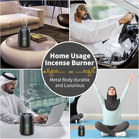 PEETTA Bukhoor Burner, Electric Oud Incense, Aroma Diffuser with long lasting battery, Usb Rechargeable, Great gift for Home, Car, Desert Camping & Travel.