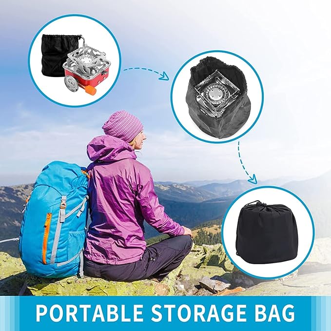 PEETTA Gas Burner for Outdoor Camping, Hiking, Travelling | Stainless Steel Cylinder, Folding Furnace, Camping Equipment, Gas Stove with Pouch
