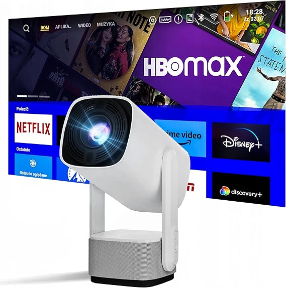 PEETTA Portable Mini Cinema Rechargeable Projector 5000 Lumens HD Smart Projector With 150 Inches Screen Display Lamp 4K Cinema Projector 230 Degree Rotating Screen Mobile Phone Projection (HY400)