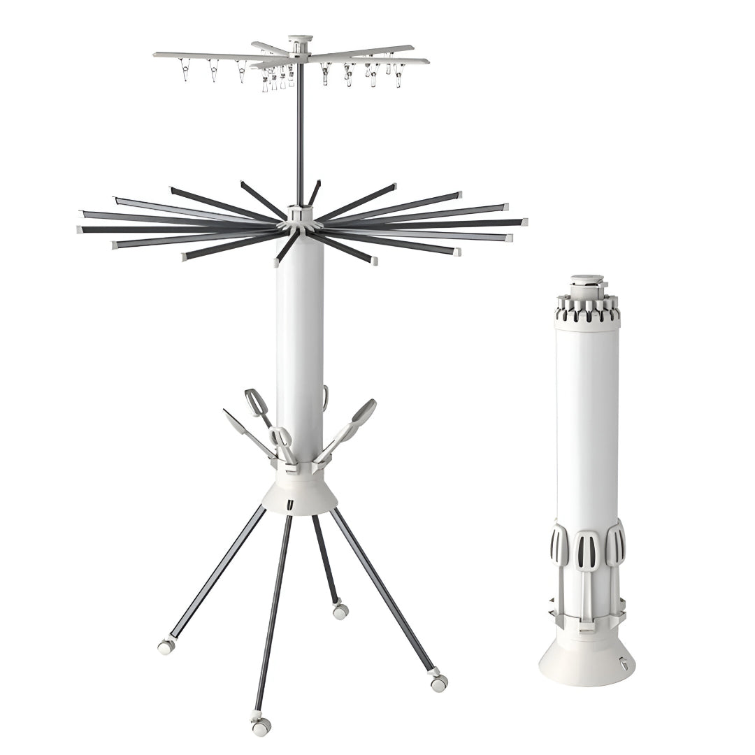 360° Rotating Foldable Clothes Drying Rack – Heavy-Duty Portable Laundry Stand with Wheels for Indoor & Outdoor Use