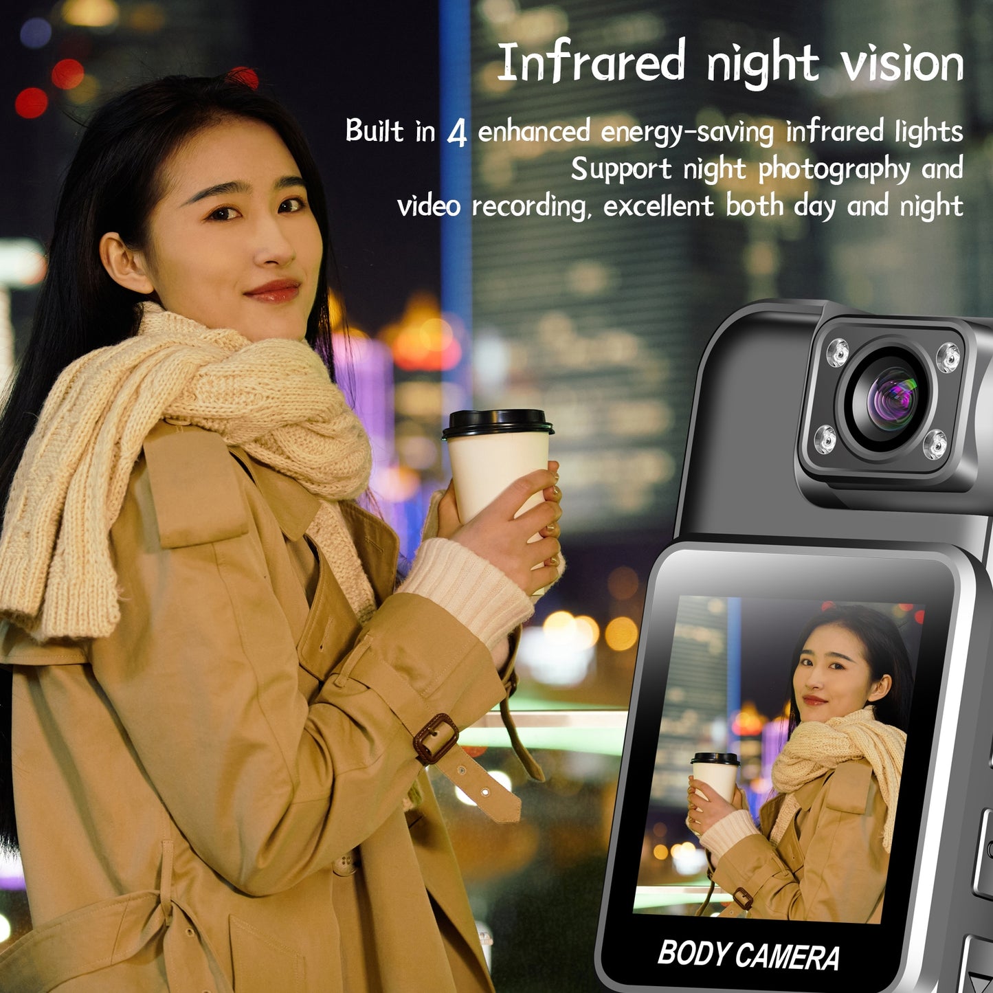 Body Camera 4K HD – Mini Portable Video Recorder with 180° Rotatable Lens