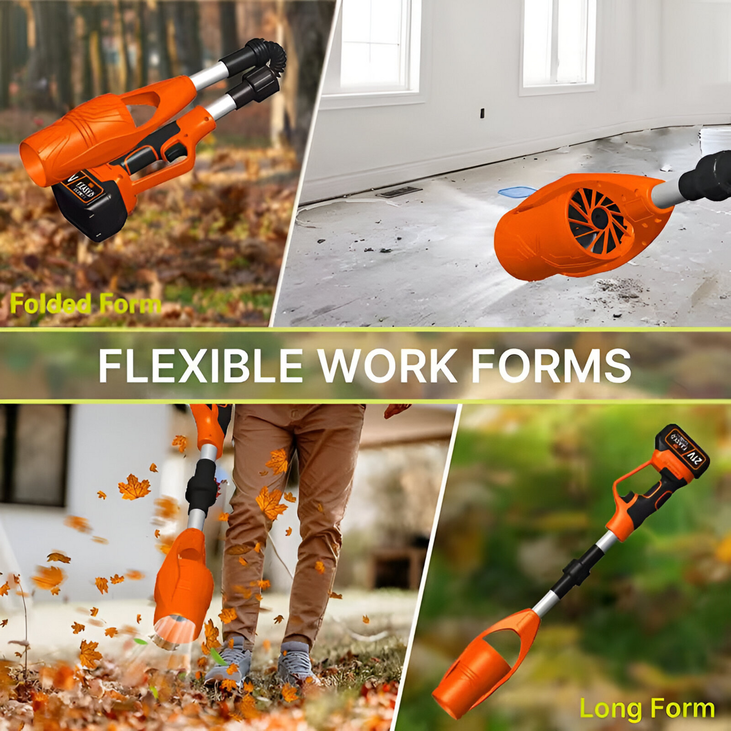 Cordless Folding Leaf Blower – Dual Battery | Adjustable & Lightweight