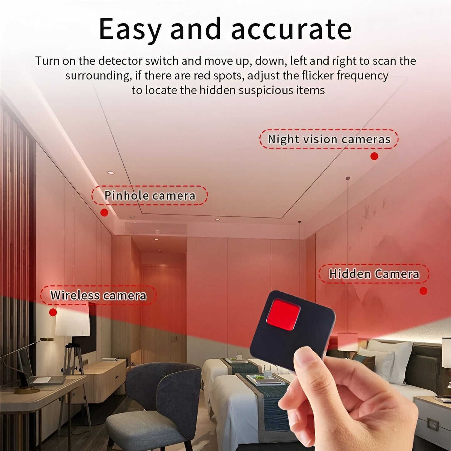 Hidden Camera Finder – Portable RF Tracker with Infrared Detection & USB Charging