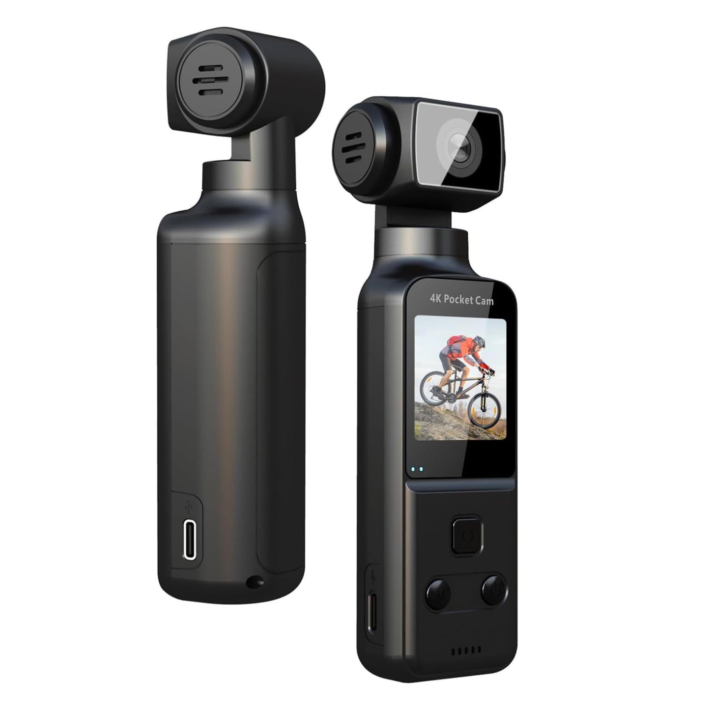 4K Body Camera with External Microphone | Mini Pocket Video & Audio Cam | 270° Rotating Lens, WiFi, Image Stabilization | Action Camera for Outdoor Sports, Travel & Law Enforcement