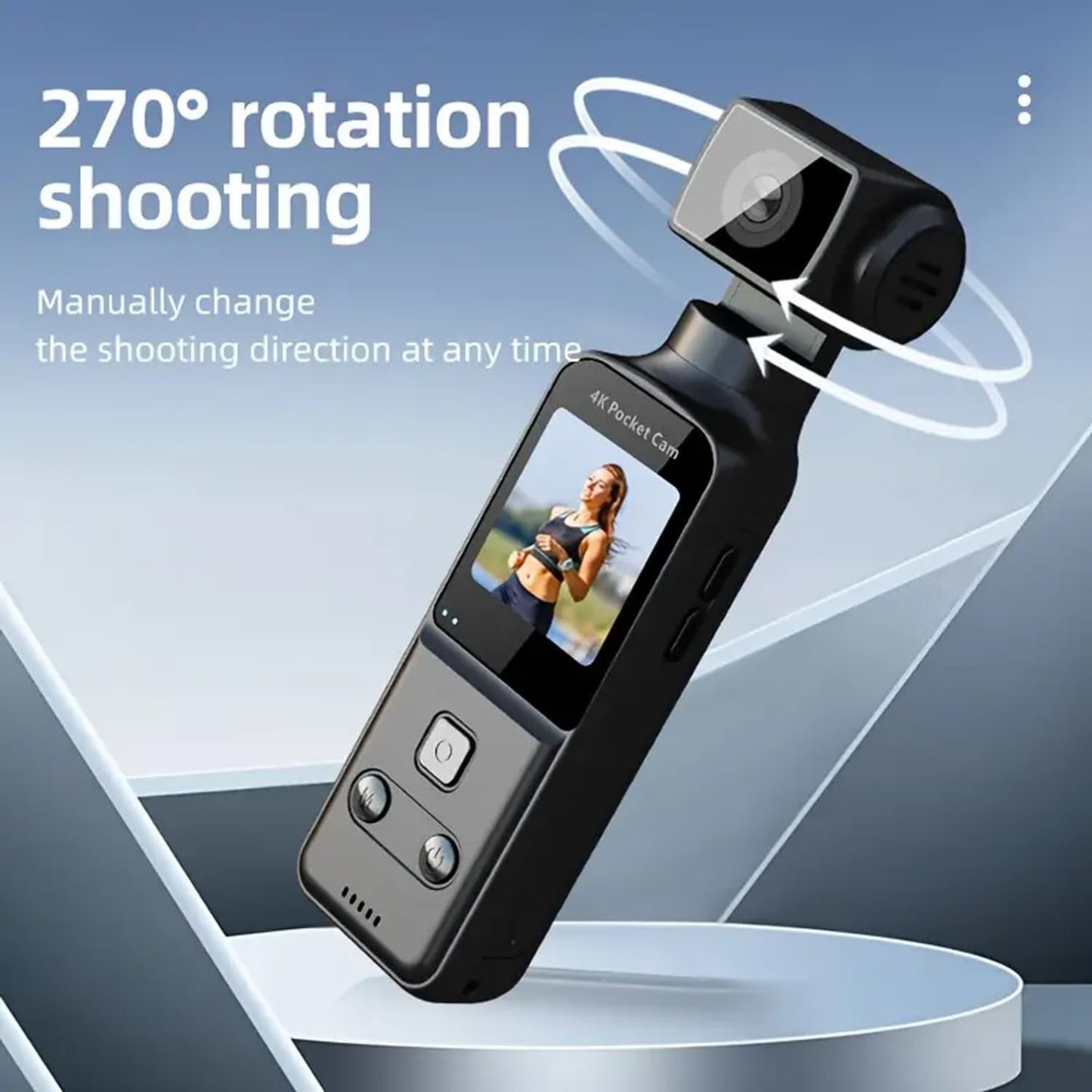 4K Body Camera with External Microphone | Mini Pocket Video & Audio Cam | 270° Rotating Lens, WiFi, Image Stabilization | Action Camera for Outdoor Sports, Travel & Law Enforcement