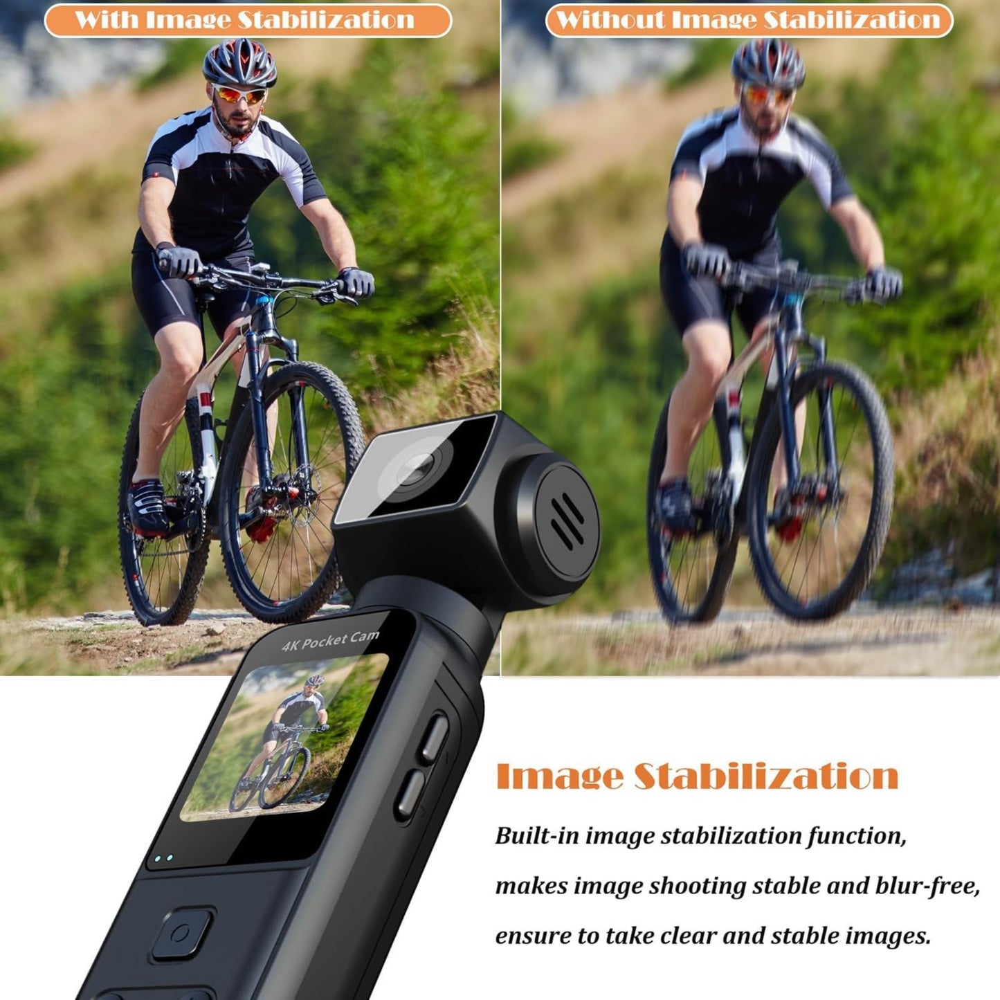4K Body Camera with External Microphone | Mini Pocket Video & Audio Cam | 270° Rotating Lens, WiFi, Image Stabilization | Action Camera for Outdoor Sports, Travel & Law Enforcement