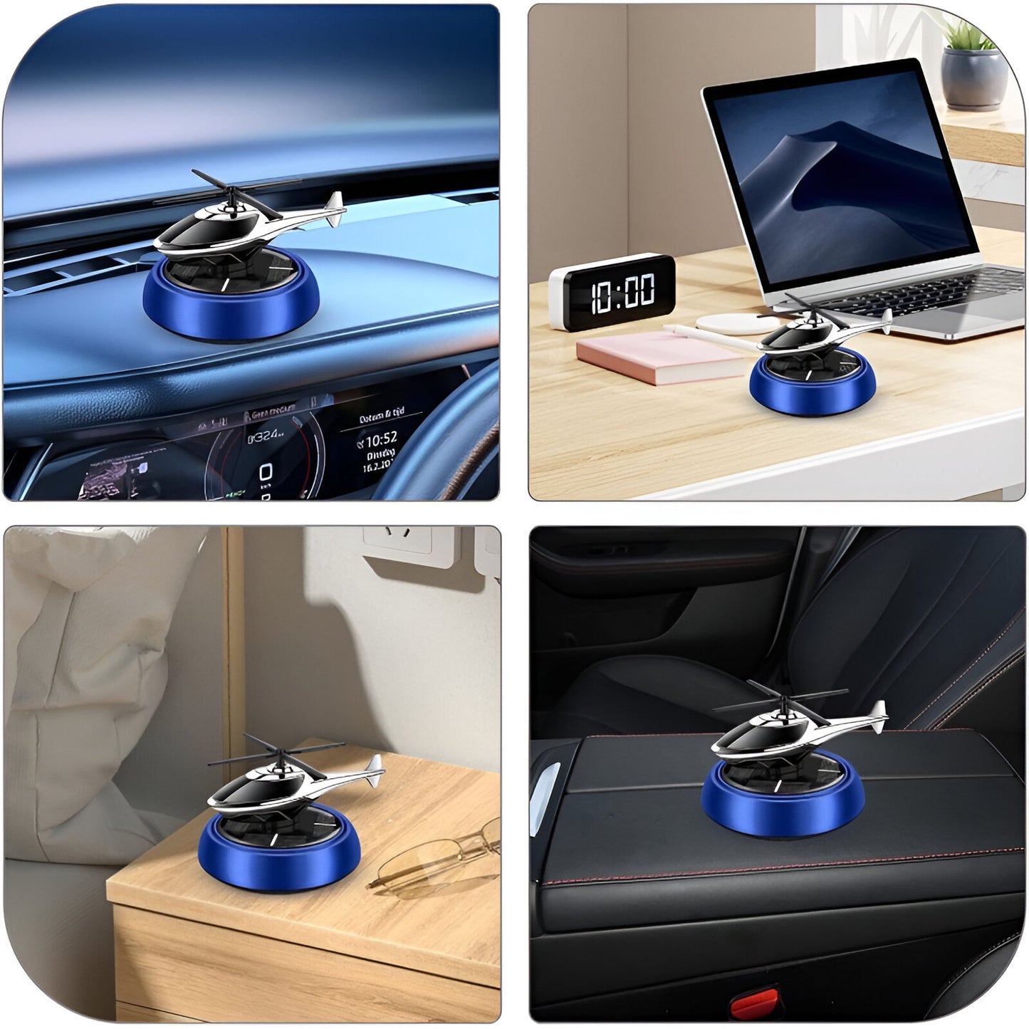 Solar Car Fragrance | Helicopter Solar Car Aromatherapy Diffuser – Rotating Dashboard Air Freshener with Long-Lasting Fragrance