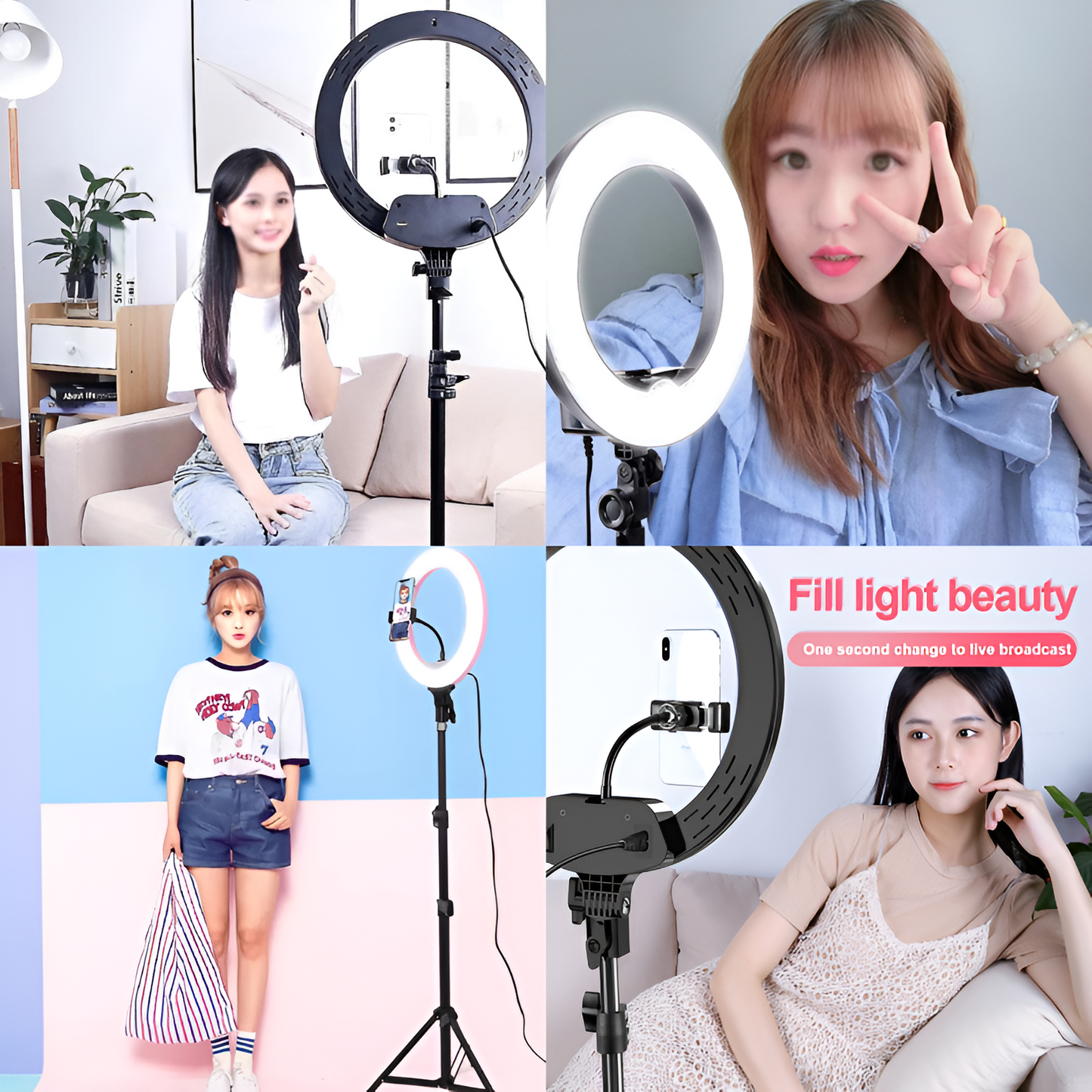 Dimmable LED Ring Light with Tripod Stand & Remote