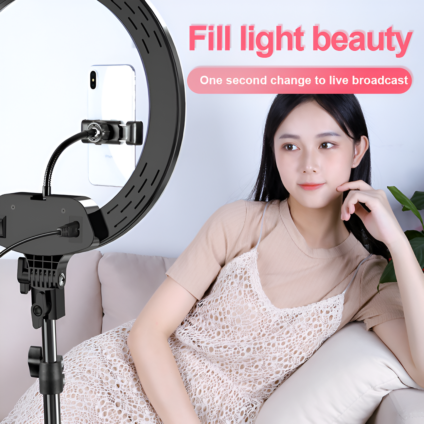 Dimmable LED Ring Light with Tripod Stand & Remote