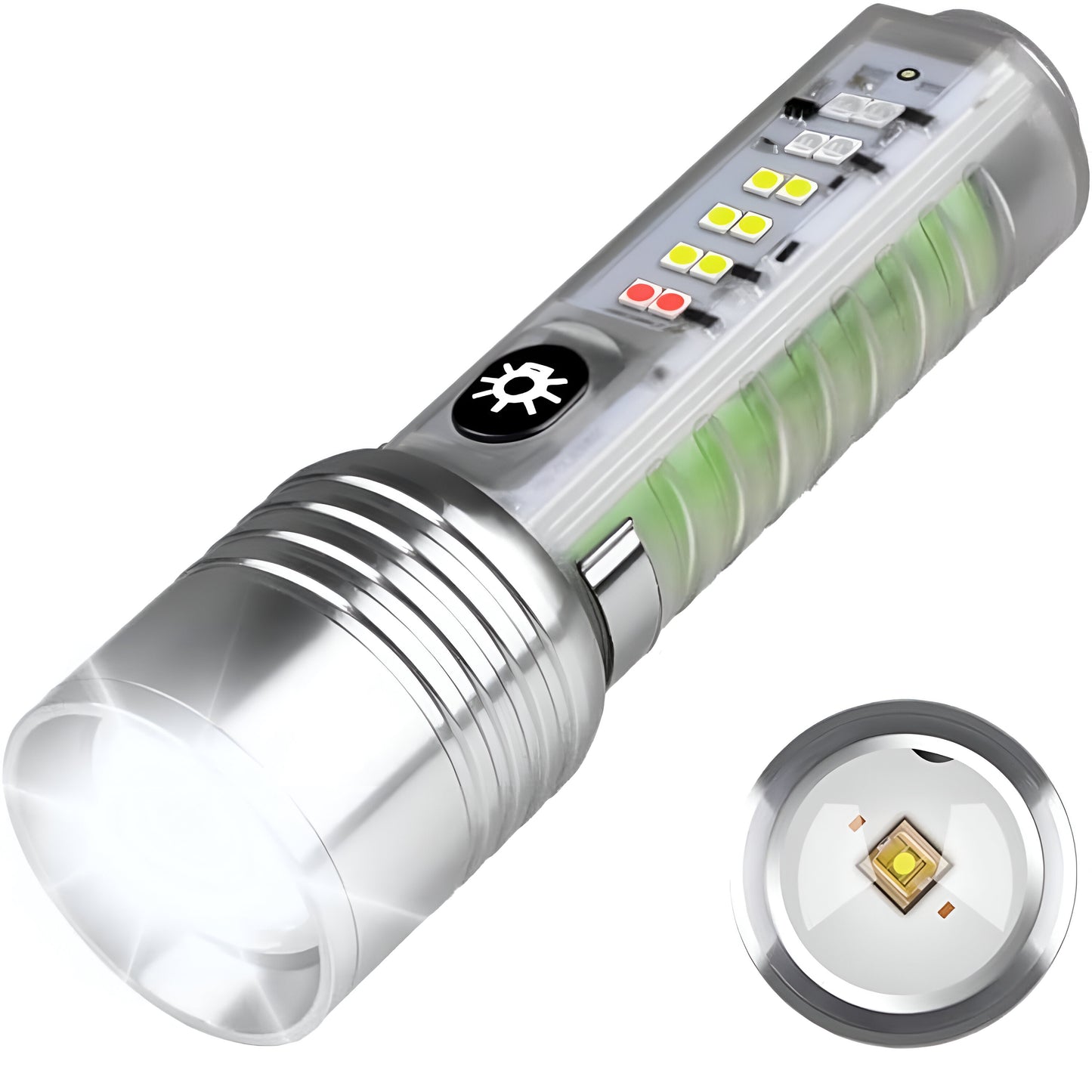 Multifunctional Zoom Flashlight | Rechargeable Zoomable Torch with 8 Modes, Solar & Type-C Fast Charging