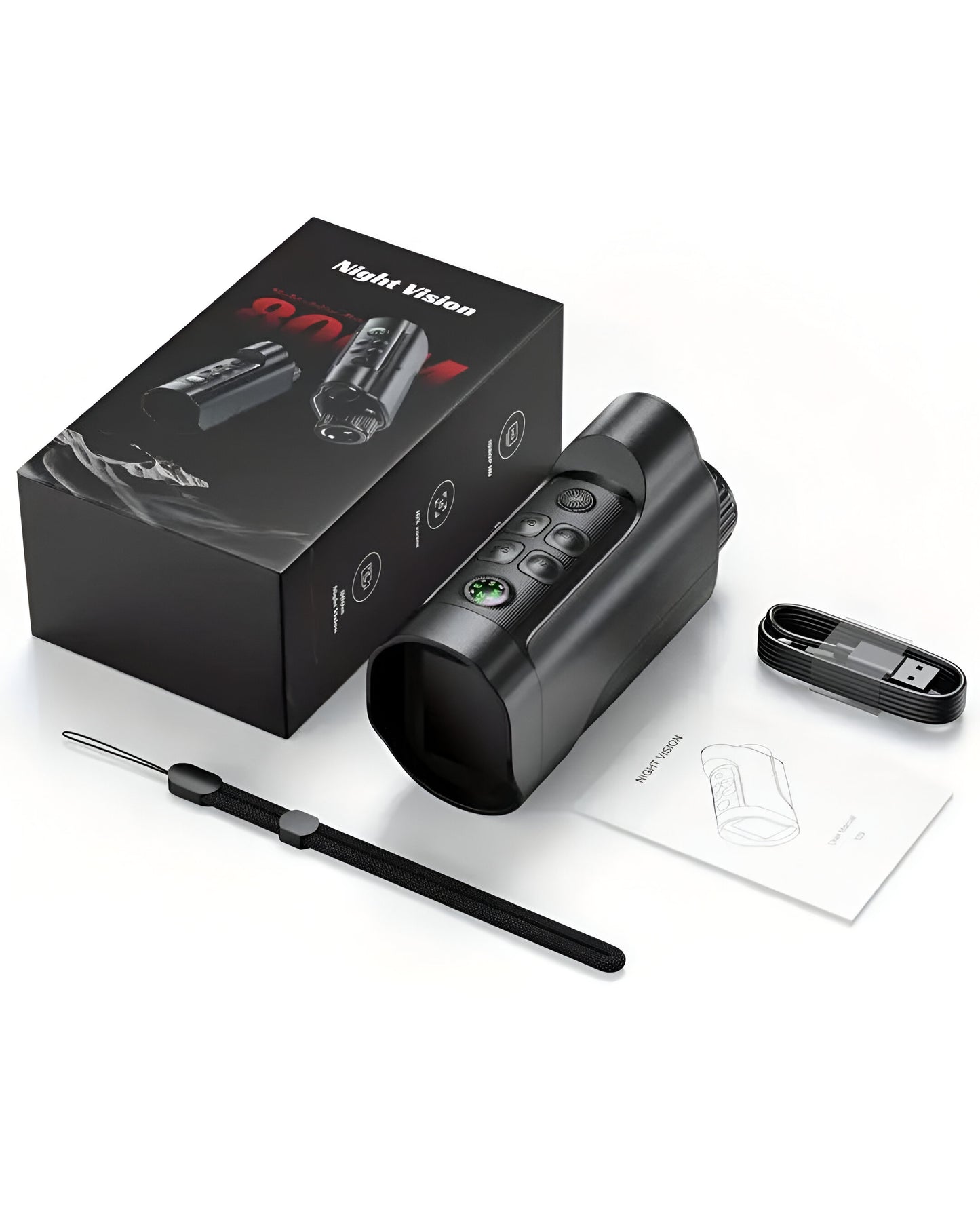 Night Vision Camera with 10x Digital Zoom & Red Dot Sight – 800M Range, Starlight Sensor, Day/Night Use, Photo & Video Capture