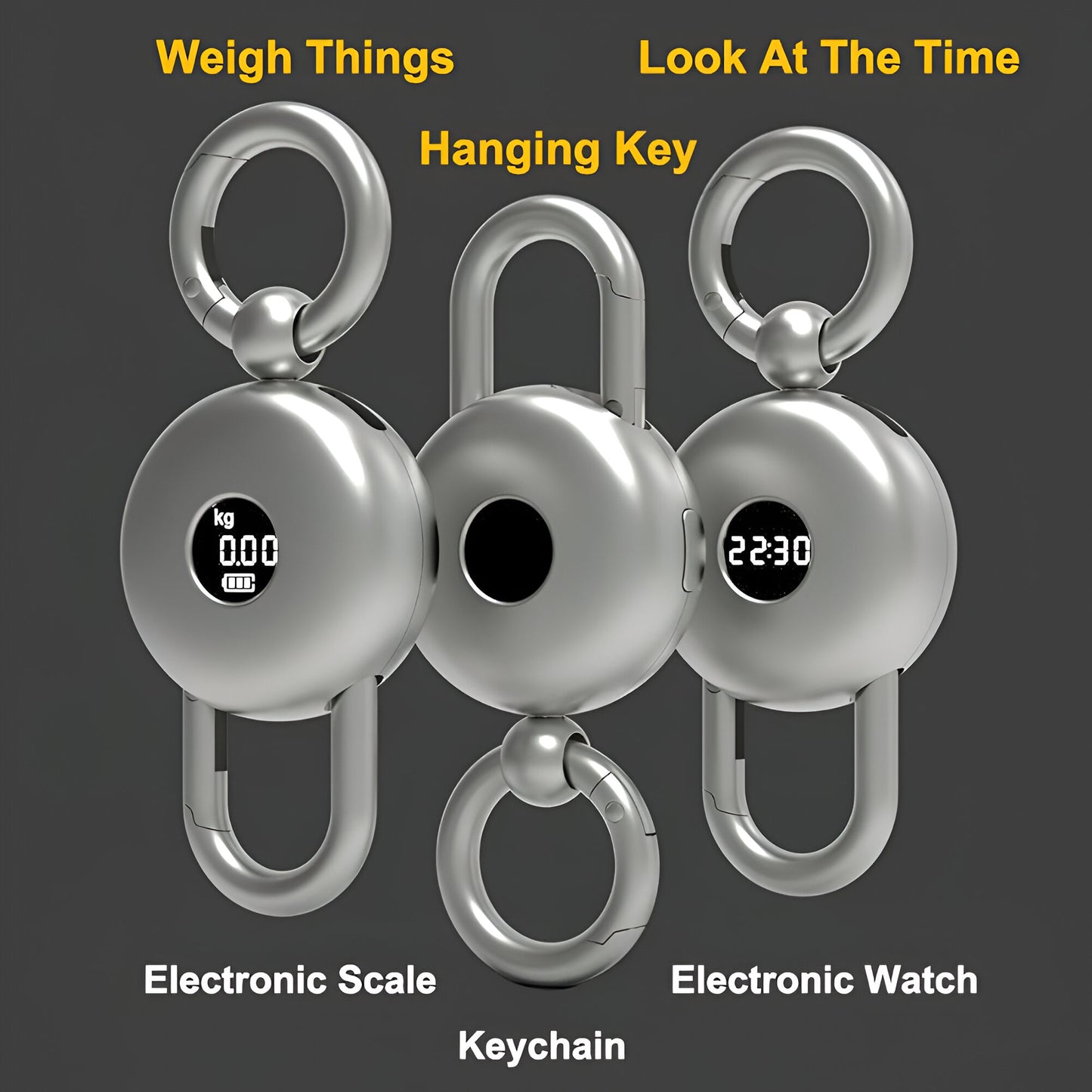 3-in-1 Keychain Digital Scale – Electronic Watch, Key Holder & Portable Weighing Tool