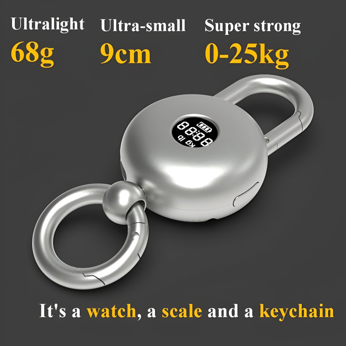 3-in-1 Keychain Digital Scale – Electronic Watch, Key Holder & Portable Weighing Tool