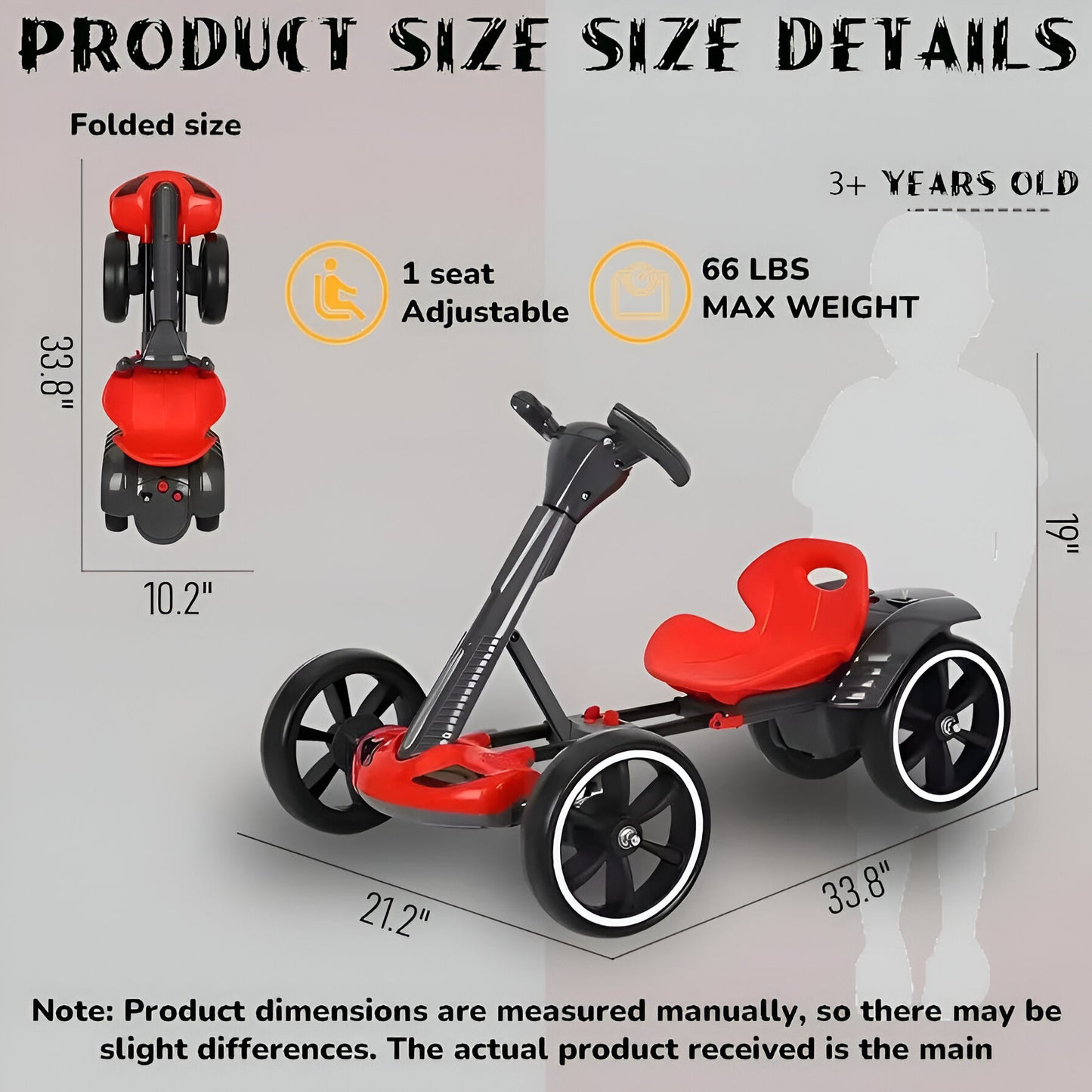 6V Foldable Electric Go Kart for Kids – Adjustable Seat, EVA Wheels, LED Lights | Ride-On Car for Boys & Girls Ages 3–8 (Red)
