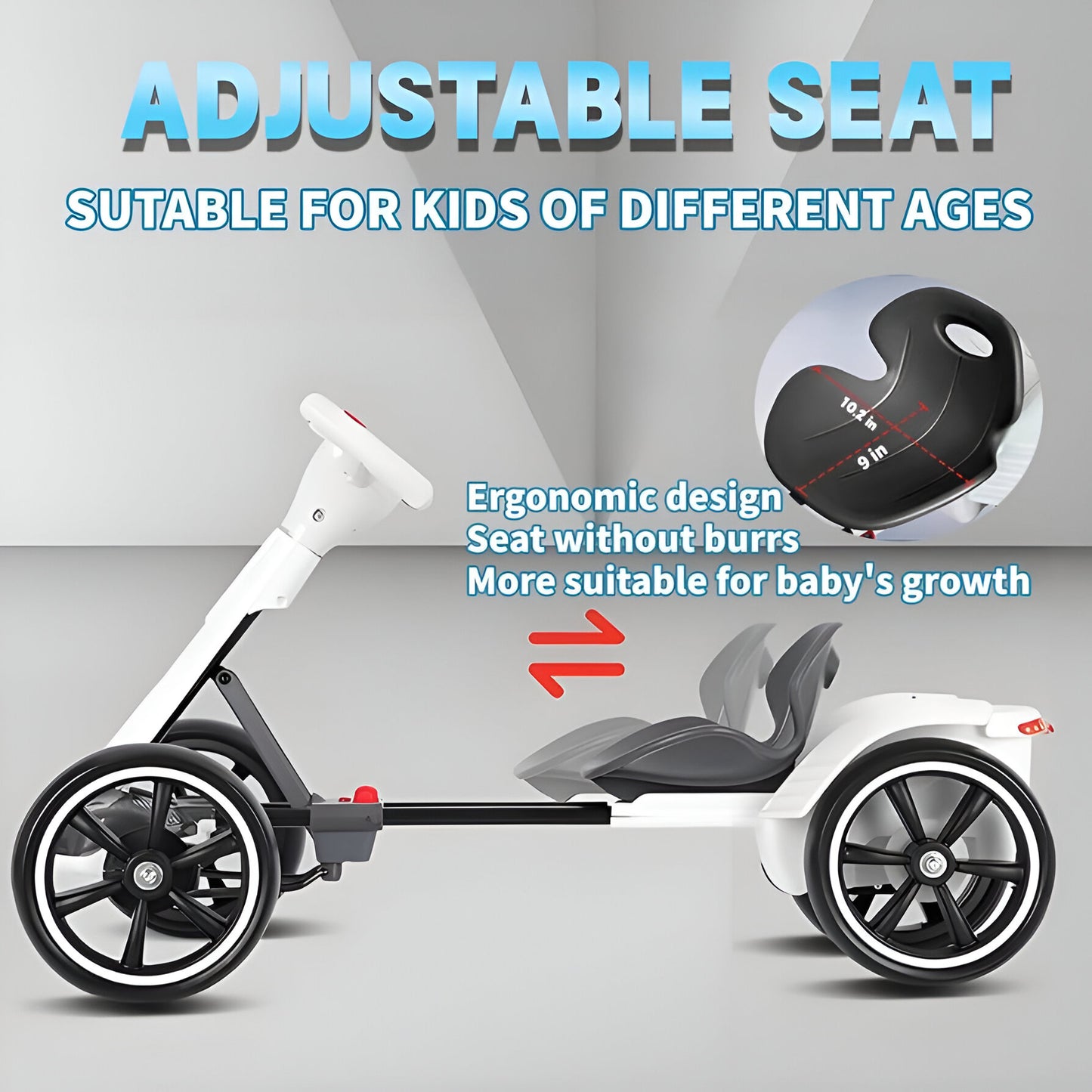 6V Foldable Electric Go Kart for Kids – Adjustable Seat, EVA Wheels, LED Lights | Ride-On Car for Boys & Girls Ages 3–8 (Red)