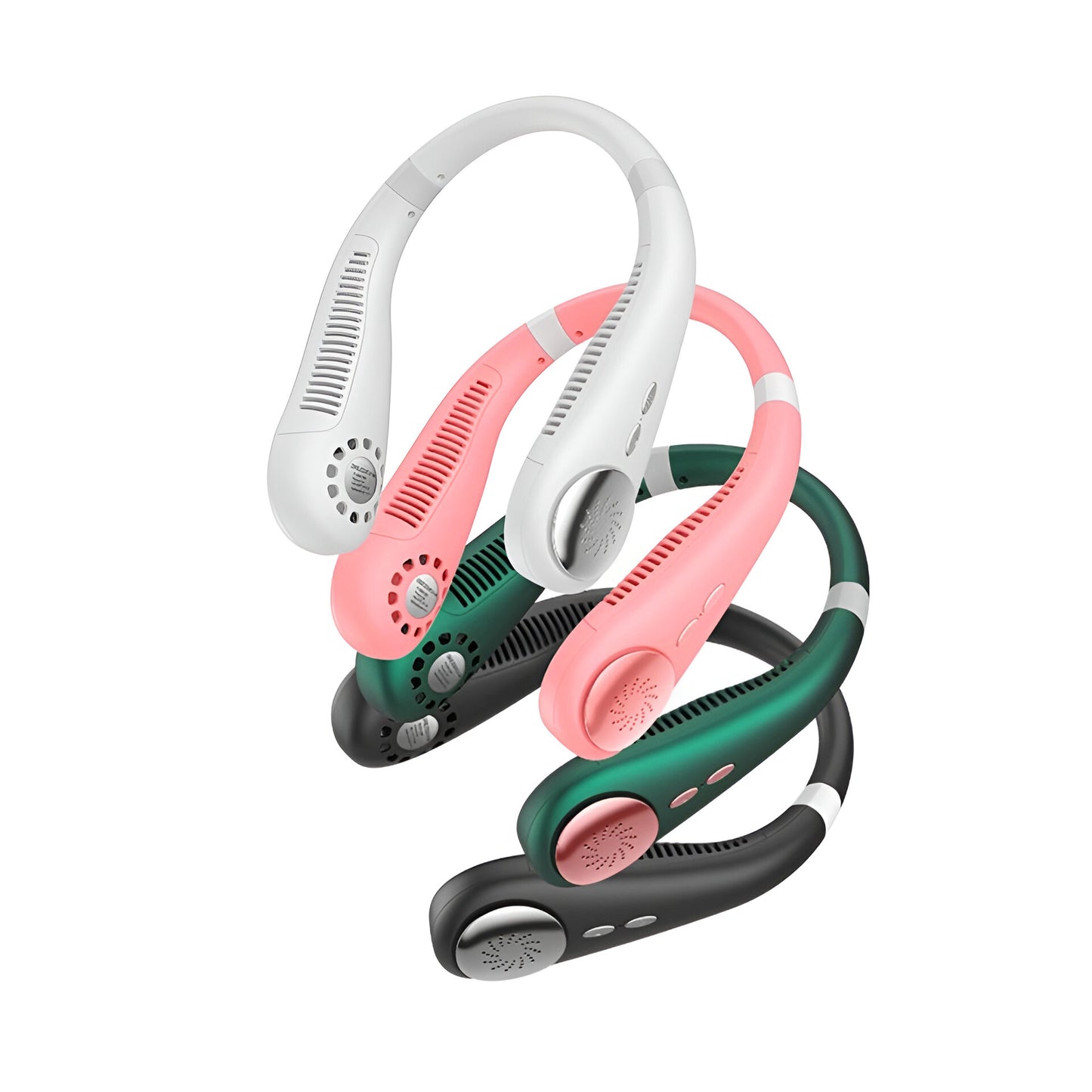 Bladeless Neck Fan – 3 Speeds, USB Rechargeable, 2400mAh Battery, Hands-Free Cooling – Green