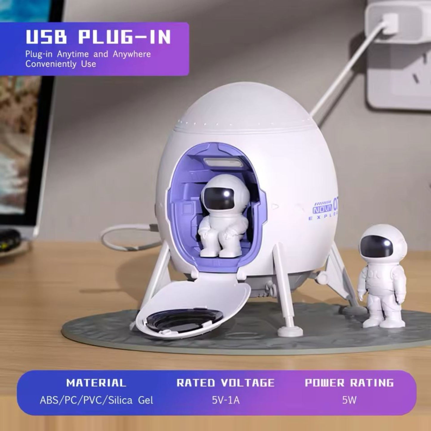 Astronaut Lander Projection Light– Galaxy Projector & Bluetooth Speaker with Astronaut Figures