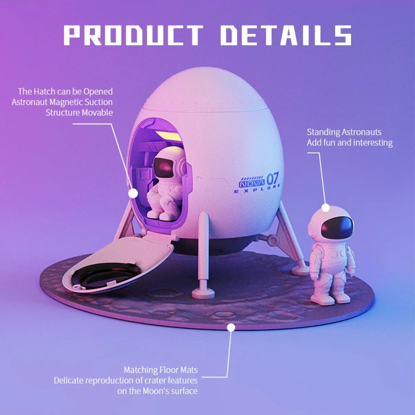 Astronaut Lander Projection Light– Galaxy Projector & Bluetooth Speaker with Astronaut Figures