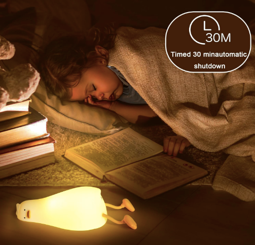 Lying Flat Duck Dimmable Night Light: Cute Silicone LED Lamp, Rechargeable Touch Lamp for Nursery & Kids' Decor
