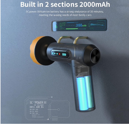 car wireless polishing machine, cordless car buffer polisher kit usb charging digital display for household car detailing/waxing