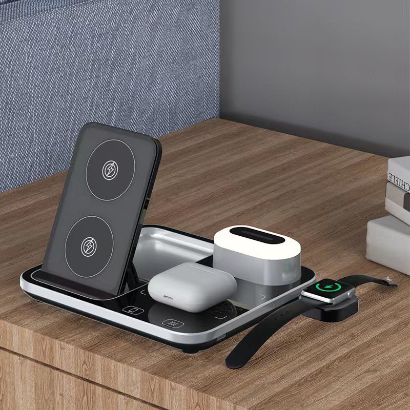 WIRELESS CHARGING STAND" emphasizes its functionality as a charging solution with added support for devices-"R12 4 IN 1