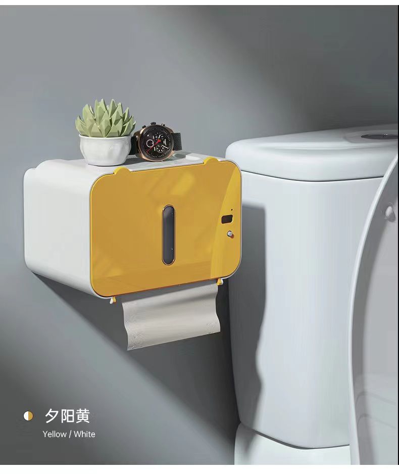 Tissue box usb charging automatic induction paper bathroom paper roller toilet paper holder wall mounted (color : D, size : 20.5cm)
