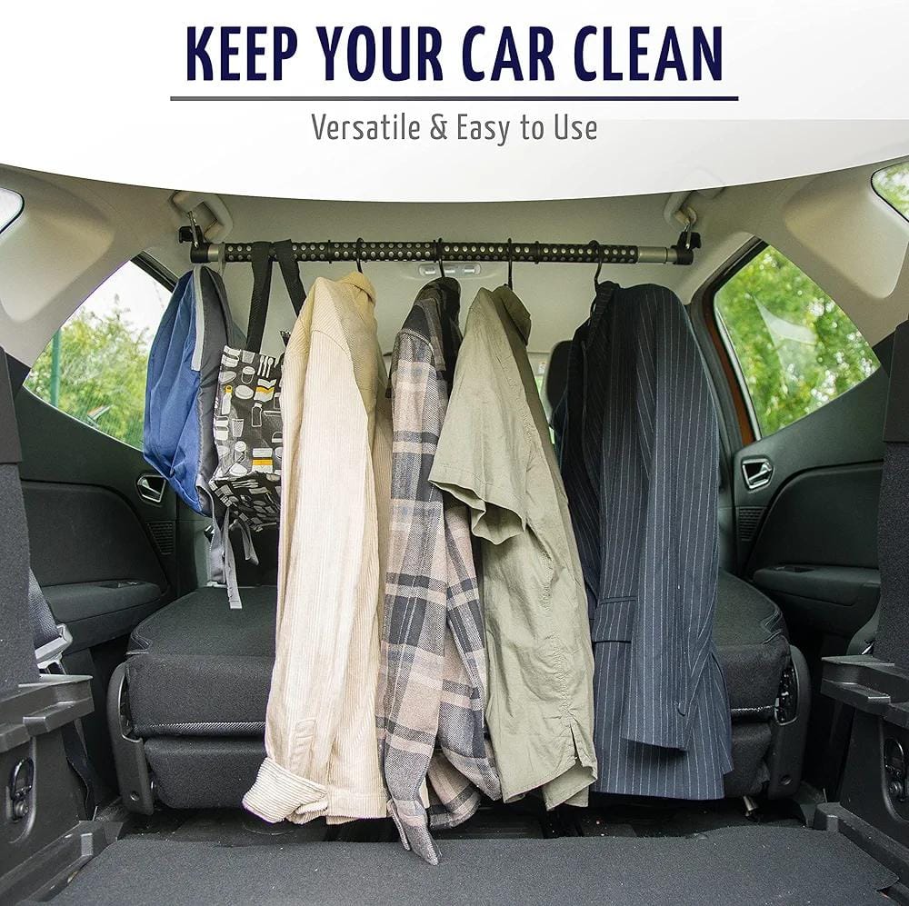 PEETTA 2-Pack Expandable Car Clothes Bar – Universal Hanging Closet Organizer Rack for Car, Truck, SUV, Van, or RV – Portable Metal Suit Hanger & Storage Rod