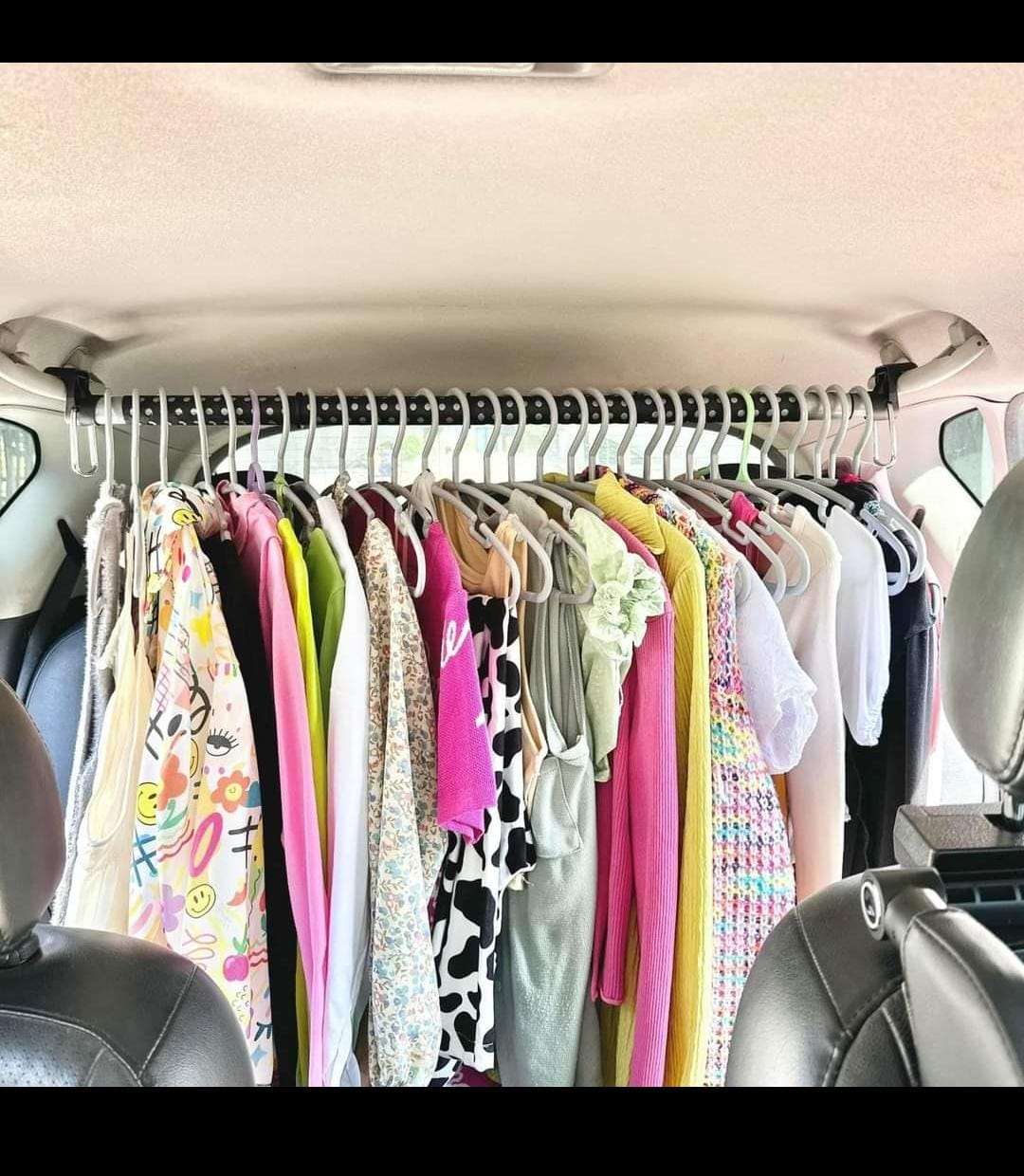 PEETTA 2-Pack Expandable Car Clothes Bar – Universal Hanging Closet Organizer Rack for Car, Truck, SUV, Van, or RV – Portable Metal Suit Hanger & Storage Rod