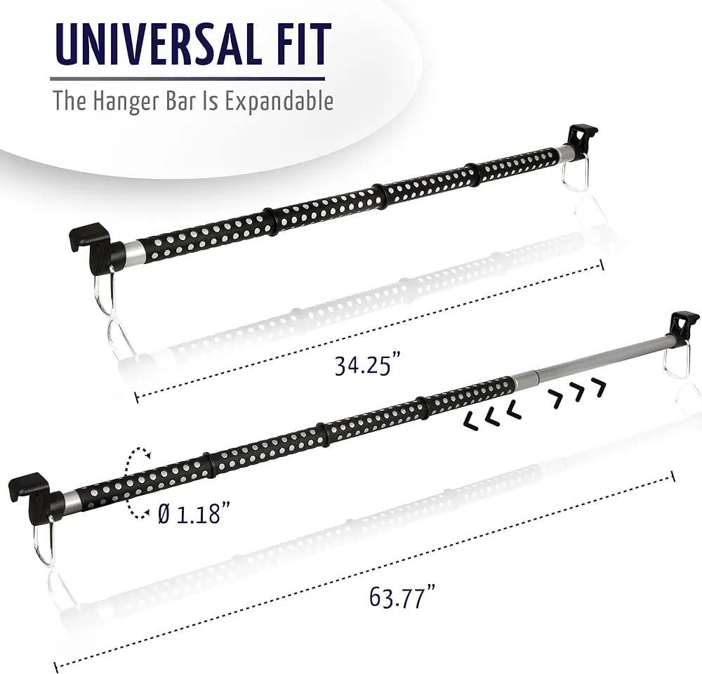 PEETTA 2-Pack Expandable Car Clothes Bar – Universal Hanging Closet Organizer Rack for Car, Truck, SUV, Van, or RV – Portable Metal Suit Hanger & Storage Rod