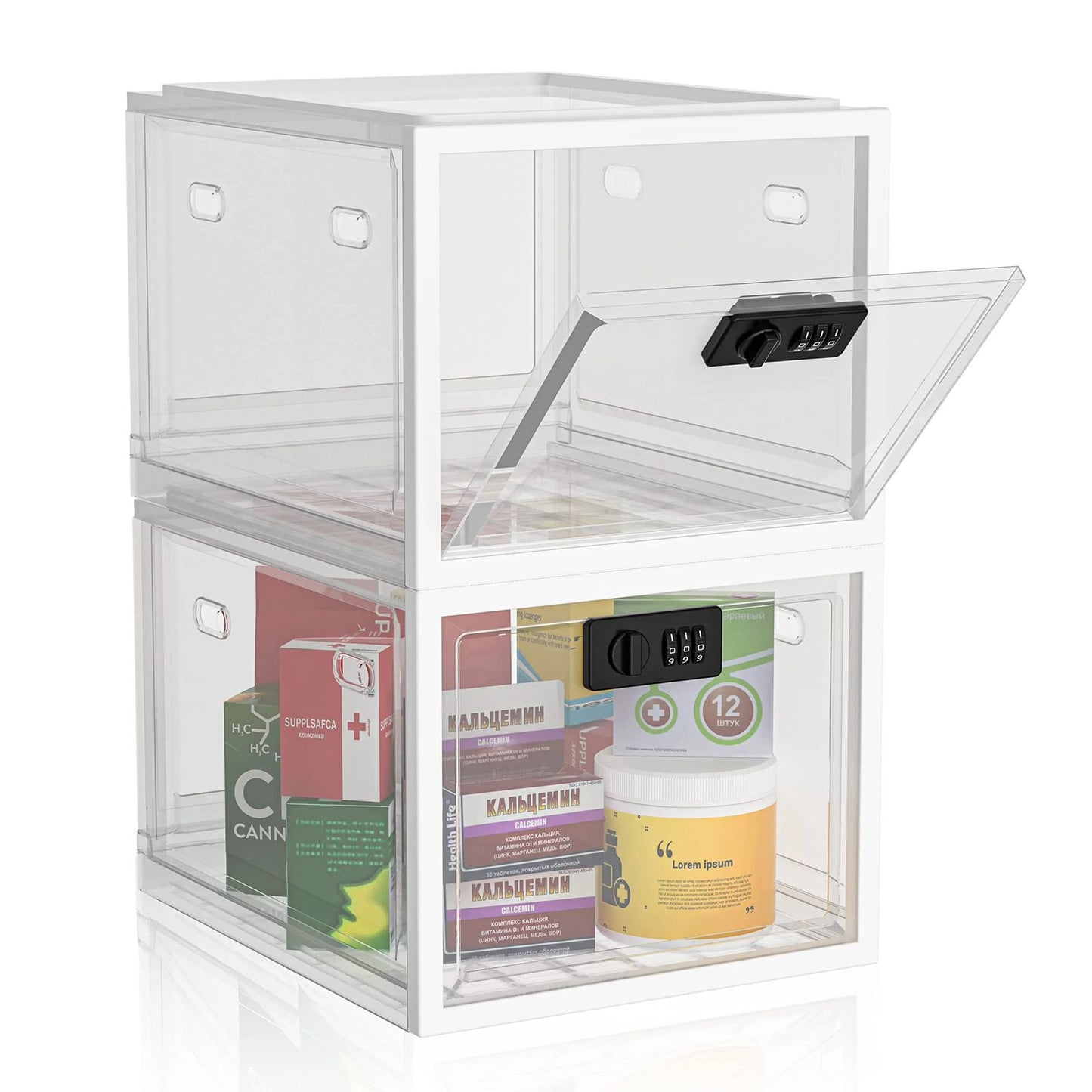 Safety plastic medical storage box with lock childproof first aid lockable