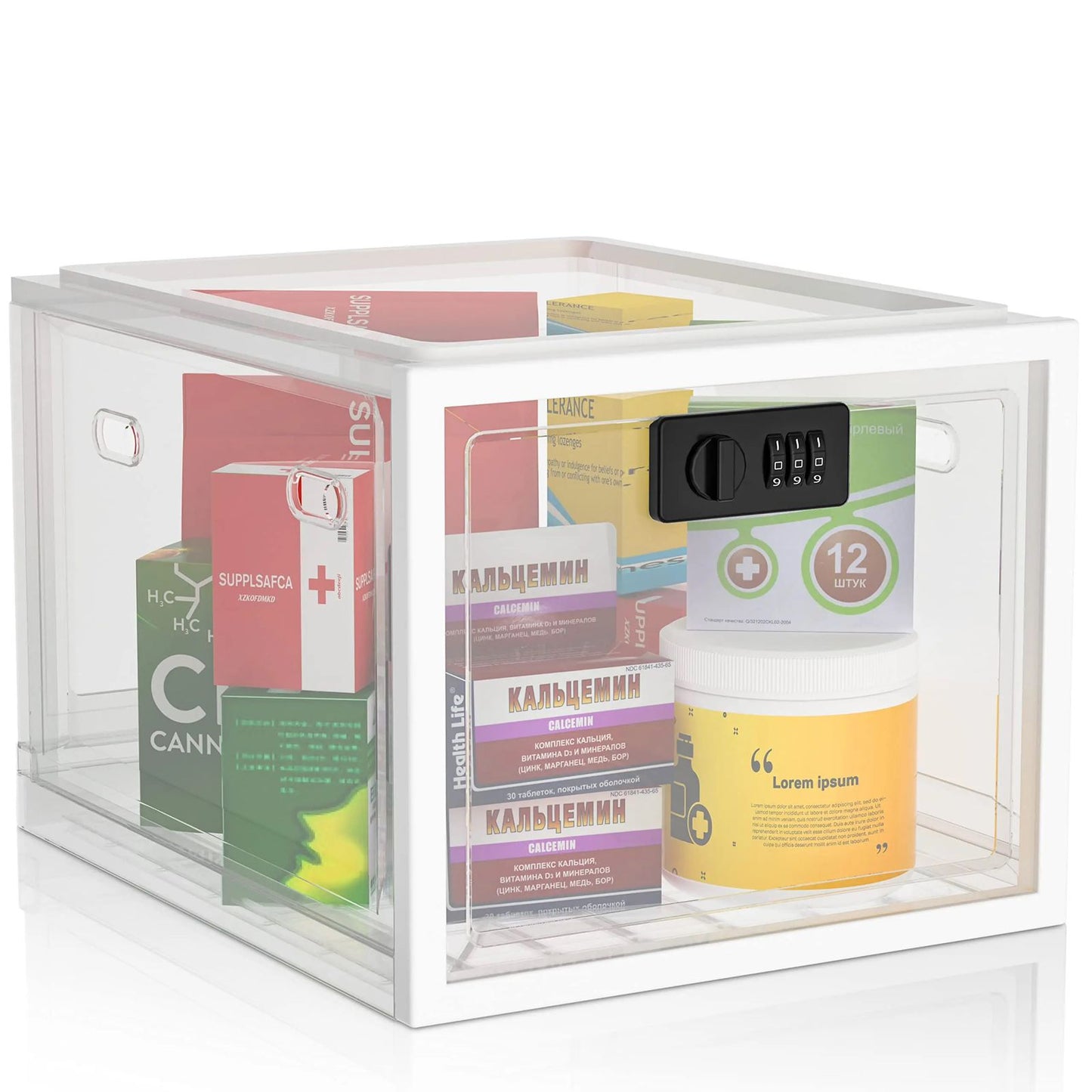 Safety plastic medical storage box with lock childproof first aid lockable