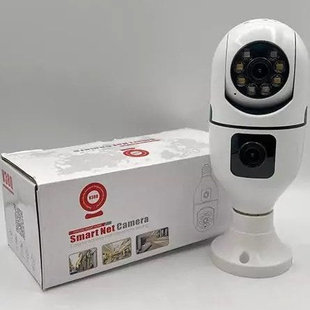 V380 Smart Net WiFi Dual Lens 1080P Security Camera | 360° Panoramic Night Vision Bulb CCTV for Home & Office