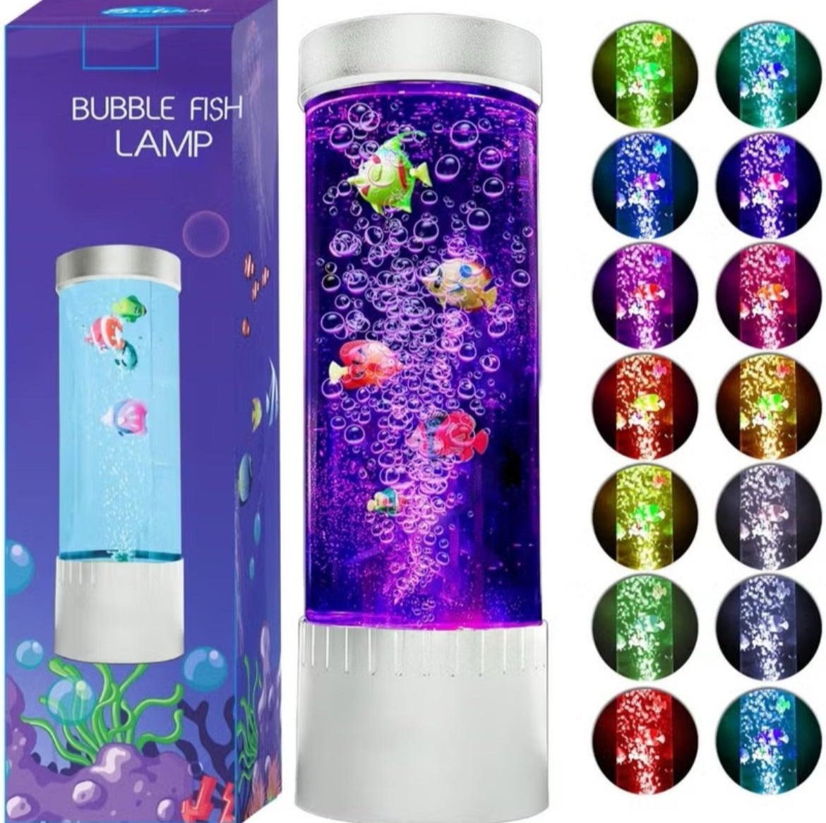 Fake Fish Tank Mini Bubble Lamp – Fake Aquarium - Color Changing Sensory Lamp- 12 Inch.