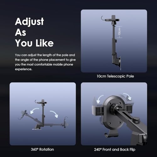 PEETTA Car Mount Stable Car Phone Holder Universal Long Arm ,Mobile Charger,360°Adjustable Magnet Head ,Compatible with Phones of Various Sizes