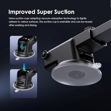 PEETTA Car Mount Stable Car Phone Holder Universal Long Arm ,Mobile Charger,360°Adjustable Magnet Head ,Compatible with Phones of Various Sizes