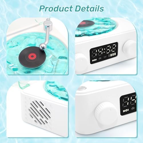 PEETTA The Waves Vinyl Record Player with RGB Light, 2024 New Home Audio Record Players, 3 Mode Stereo Sound Sleep Aid with 4 Sounds of Nature, Portable Waves Vinyl Speaker with BT, TF, AUX (White)