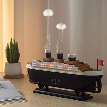 Titanic Ship Aroma Diffuser – Ultrasonic Humidifier with Colorful LED Lights & Remote Control