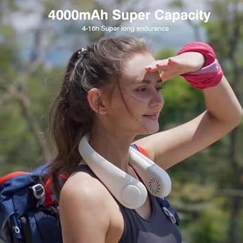 PEETTA Portable Neck Fan, 360° Cooling Personal Fan,Wearable Quiet Fan for Outdoor Indoor, father's Gifts for Mom Dad, Free Adjustment Personal Wearable Neck Fan Suitable for Traveling and Office