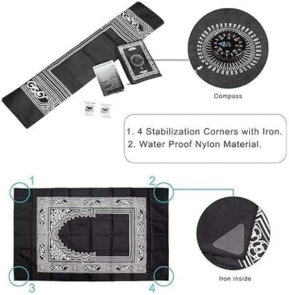 PEETTA Prayer Mat (Pack of 4), Easy to Carry, Foldable, Portable, travel Rug with compass
