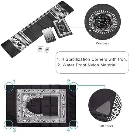 PEETTA Prayer Mat (Pack of 4), Easy to Carry, Foldable, Portable, travel Rug with compass