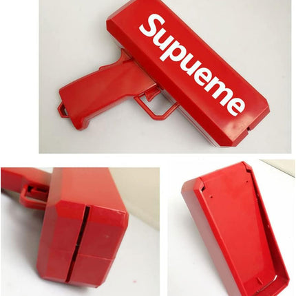 Supueme Money Gun — Battery-Powered Cash Cannon with 100 Prop Bills | Party, Wedding & Club Toy